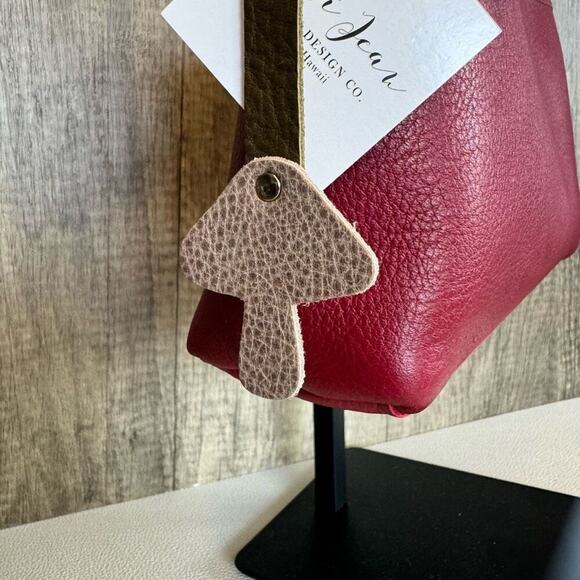 Mushroom Leather Bag Charm Leather Purse Keychain NEW FAST SHIP - Picture 2 of 6